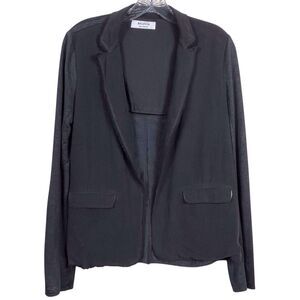 Bailey 44 Jeera Mixed Media Silk Linen Blazer Jacket Size Small Raw Edge Black